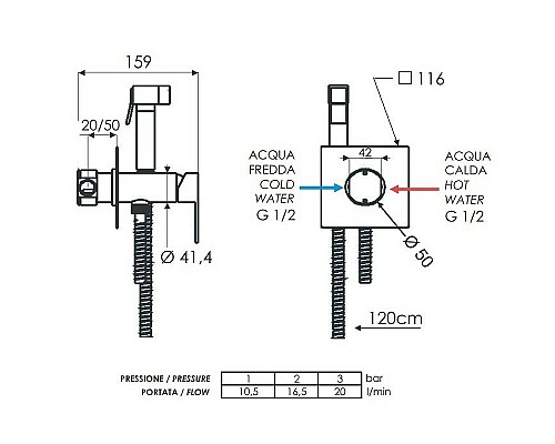 Гигиенический душ со смесителем Remer Qubika Q65 Хром