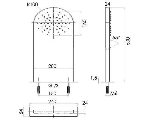 Верхний душ Remer 350MMX Хром