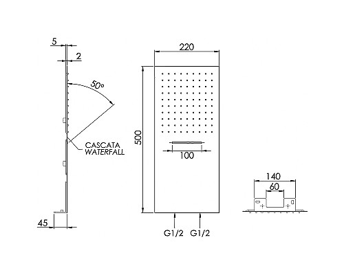Верхний душ Remer 350UFCANOX Черный матовый