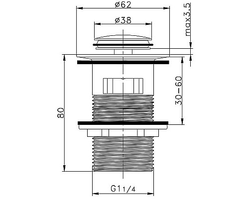 Донный клапан Raglo R600.05.06 click-clack Черный матовый