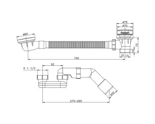 Слив-перелив Raglo R600.31.03 click-clack Золото матовое