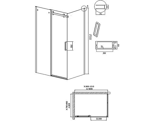 Душевой уголок Grossman Classic 100х80 120.K33.04.1080.32.00 профиль Золото сатин стекло прозрачное