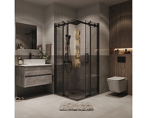 Душевой уголок Grossman Classic 80х80 300.K33.04.8080.21.00 профиль Черный матовый стекло прозрачное
