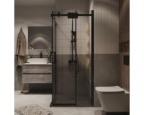 Душевой уголок Grossman Classic 80х80 300.K33.04.8080.21.00 профиль Черный матовый стекло прозрачное