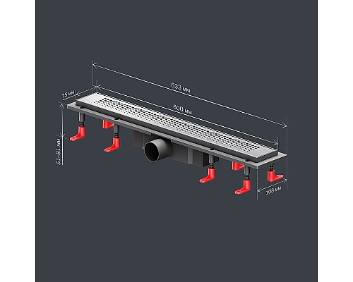 Душевой лоток AM.PM PrimeFlow 60 W02SC-P11-060-01SB с решеткой Хром матовый Cut Gradient