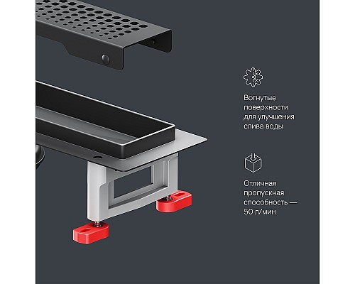 Душевой лоток AM.PM MasterFlow 40 W01SC-P11-040-01BM с Черной матовой решеткой Cut Gradient