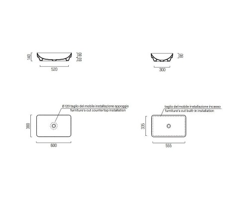 Раковина GSI Pura 60 883726 Ardesia opaco