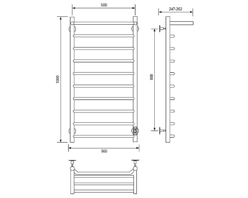 Электрический полотенцесушитель Comfysan Scola EC-10 100x50 с полкой Черный матовый