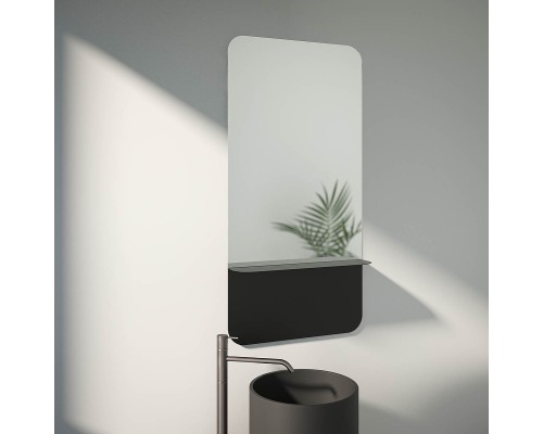 Зеркало Evoform Shadow 120x60 с металлической полочкой - Черный цвет