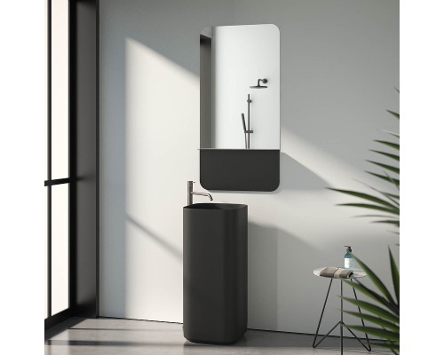 Зеркало Evoform Shadow 120x60 с металлической полочкой - Черный цвет
