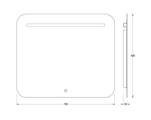 Зеркало Evoform Ledline 60x70 с подсветкой 5.5 W - сенсорный выключатель