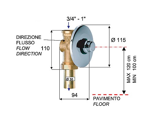 Смывное устройство для писсуара Remer Tempor TE171 Хром