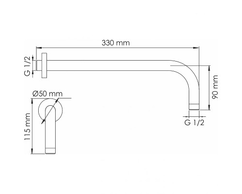 Кронштейн для верхнего душа WasserKRAFT Asphe A338 Розовое золото