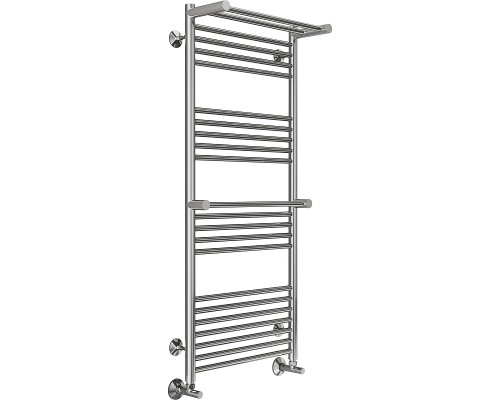 Водяной полотенцесушитель Terminus Аврора П22 500х1200 4670078529244 с полкой Хром, нижнее подключение, G 1/2" ВР, с угловым соединением