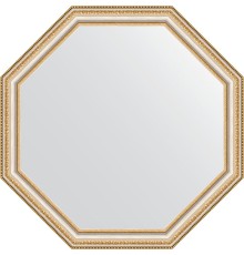 Зеркало Evoform Octagon 72х72 в багетной раме - Золотые бусы на серебре 60 мм