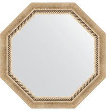 Зеркало Evoform Octagon 63х63 в багетной раме - Состаренное серебро с плетением 70 мм