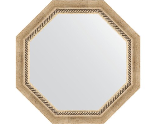 Зеркало Evoform Octagon 63х63 в багетной раме - Состаренное серебро с плетением 70 мм