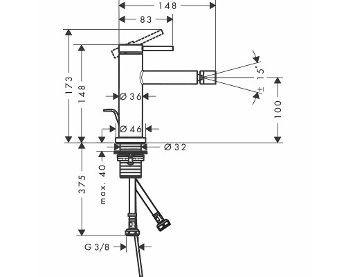 Смеситель для биде Hansgrohe Tecturis S 73201140 Бронза