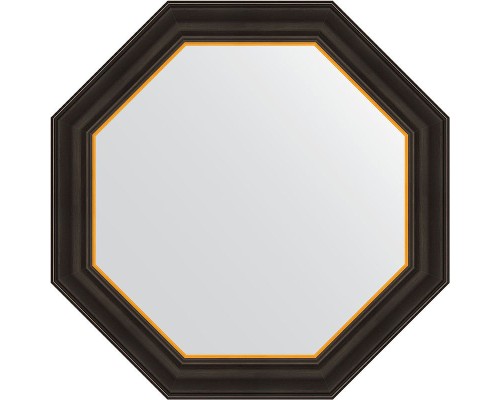 Зеркало Evoform Octagon 64х64 BY 3875 в багетной раме - Черное дерево с золотом 71 мм