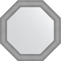 Зеркало Evoform Octagon 77х77 в багетной раме - Серебряная кольчуга 88 мм