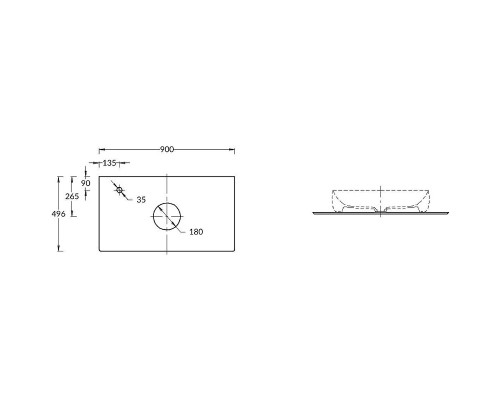 Столешница под раковину Kerama Marazzi Magica 90 MA.1.1.SG519920R\90 Серая матовая