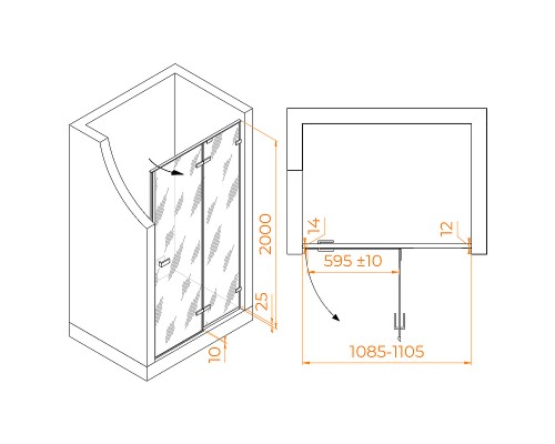 Душевая дверь RGW Stilvoll SV-004-Gr 110 353200411-210 профиль Серый стекло матовое