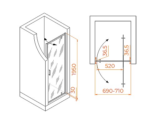 Душевая дверь RGW Leipzig LE-102 70 711210207-11 профиль Хром стекло прозрачное