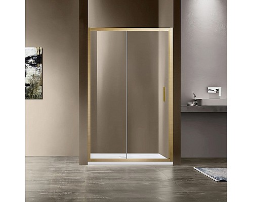 Душевая дверь Vincea Garda 120 VDS-1G120CLG профиль Золото брашированное стекло прозрачное