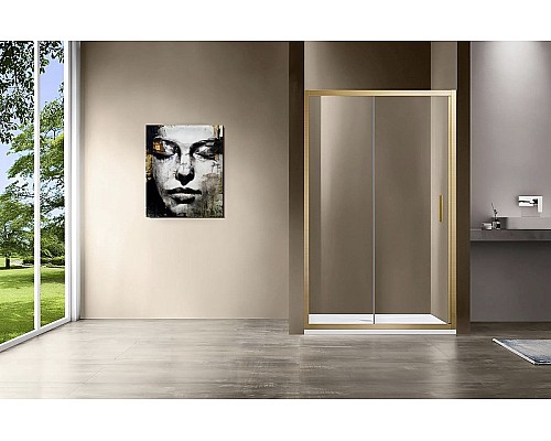 Душевая дверь Vincea Garda 120 VDS-1G120CLG профиль Золото брашированное стекло прозрачное