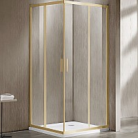 Душевой уголок Vincea Garda 90x80 VSS-1G8090CLG профиль Золото брашированное стекло прозрачное