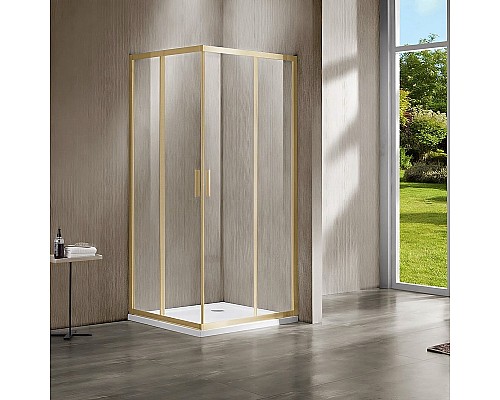 Душевой уголок Vincea Garda 90x80 VSS-1G8090CLG профиль Золото брашированное стекло прозрачное