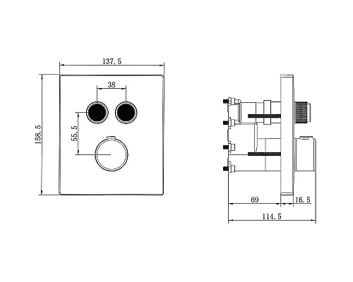 Душевая система Vincea Inspire VSFW-3I21MT3GM с термостатом Вороненая сталь