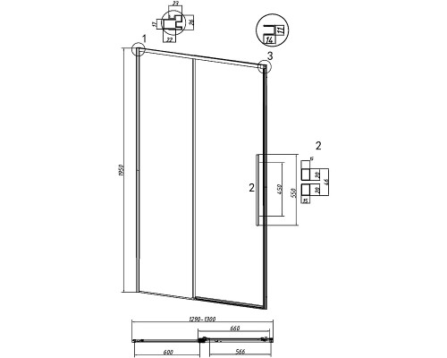 Душевая дверь Grossman Galaxy 130 100.K33.01.130.10.02 профиль Хром стекло шиншилла