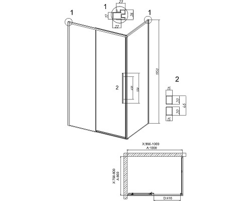 Душевой уголок Grossman Galaxy 100х80 120.K33.01.1080.42.00 профиль Графит сатин стекло прозрачное