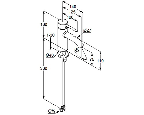 Смеситель для раковины Kludi Bozz 38272N076 Золото брашированное