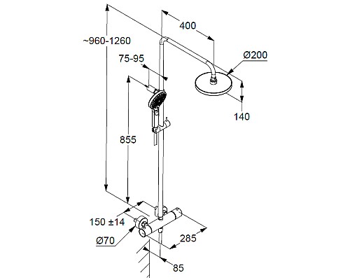 Душевая система Kludi Dive Dual Shower System 6907905-00 с термостатом Хром