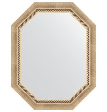Зеркало Evoform Octagon 58x73 в багетной раме - Состаренное серебро с плетением 70 мм