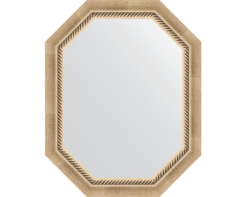 Зеркало Evoform Octagon 58x73 BY 7110 в багетной раме - Состаренное серебро с плетением 70 мм