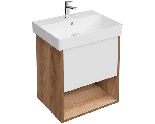 Тумба под раковину Kerama Marazzi Pro 55 подвесная Белая матовая Швейцарский вяз