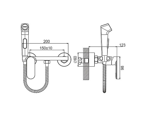 Гигиенический душ со смесителем Belz B55645 Хром