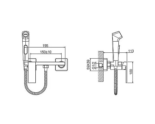 Гигиенический душ со смесителем Belz B55653-5 Золото матовое