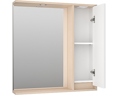 Зеркало со шкафом Brevita Balaton 80 R BAL-04080-03-01П с подсветкой Белое матовое Бежевое матовое Зеркало со шкафом Brevita Balaton 80 R BAL-04080-03-01П с подсветкой Белое матовое Бежевое матовое
