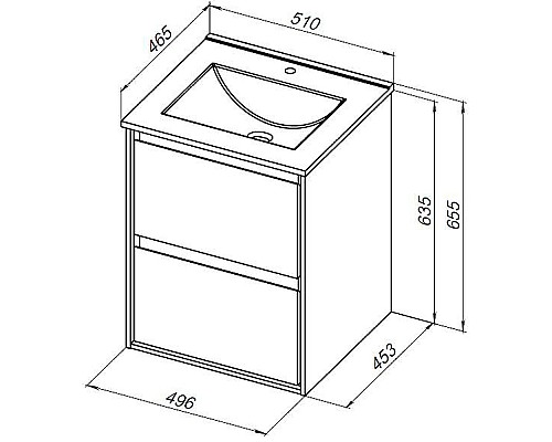 Тумба под раковину Aquanet Милан 50 336376 подвесная Дуб рустикальный