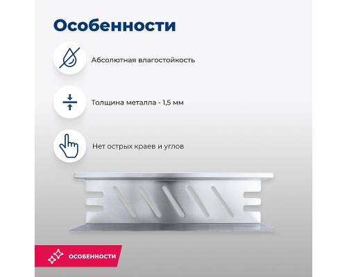 Металлическая полка Aquanet Магнум 30 Сталь браш