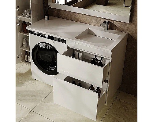 Тумба под раковину Style Line Даллас Леон 120 Люкс Plus СС-00002440 подвесная Белая