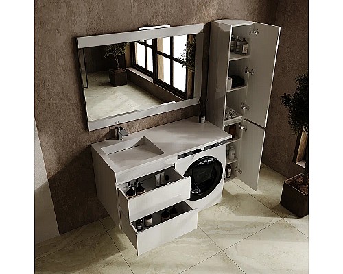 Тумба под раковину Style Line Даллас Леон 120 Люкс Plus СС-00002440 подвесная Белая