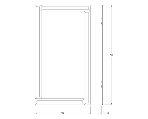 Зеркало Evoform Style 90x50 с зеркальным обрамлением - цвет Графит