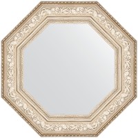 Зеркало Evoform Octagon 65x65 в багетной раме - Виньетка серебро 109 мм