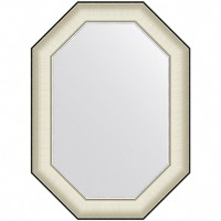 Зеркало Evoform Octagon 74x54 BY 7442 в багетной раме - Белая кожа с хромом 78 мм