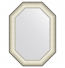 Зеркало Evoform Octagon 74x54 в багетной раме - Белая кожа с хромом 78 мм